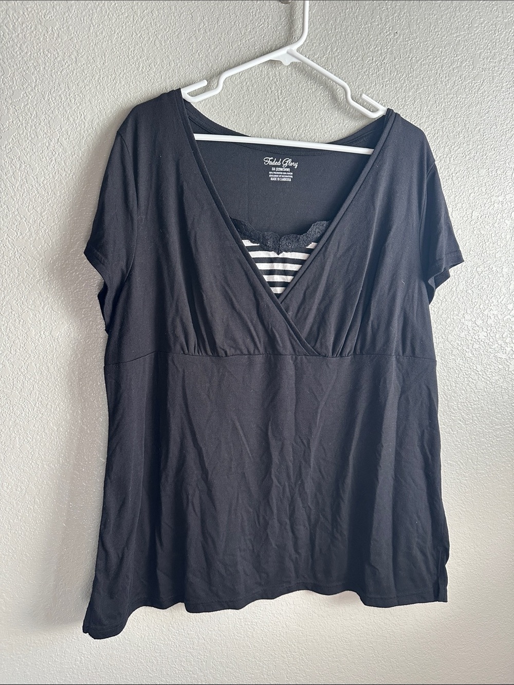 Faded Glory Black Layered V-Neck Camisole Top
